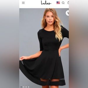 Lulu's Black Mesh Skater Dress Size Medium